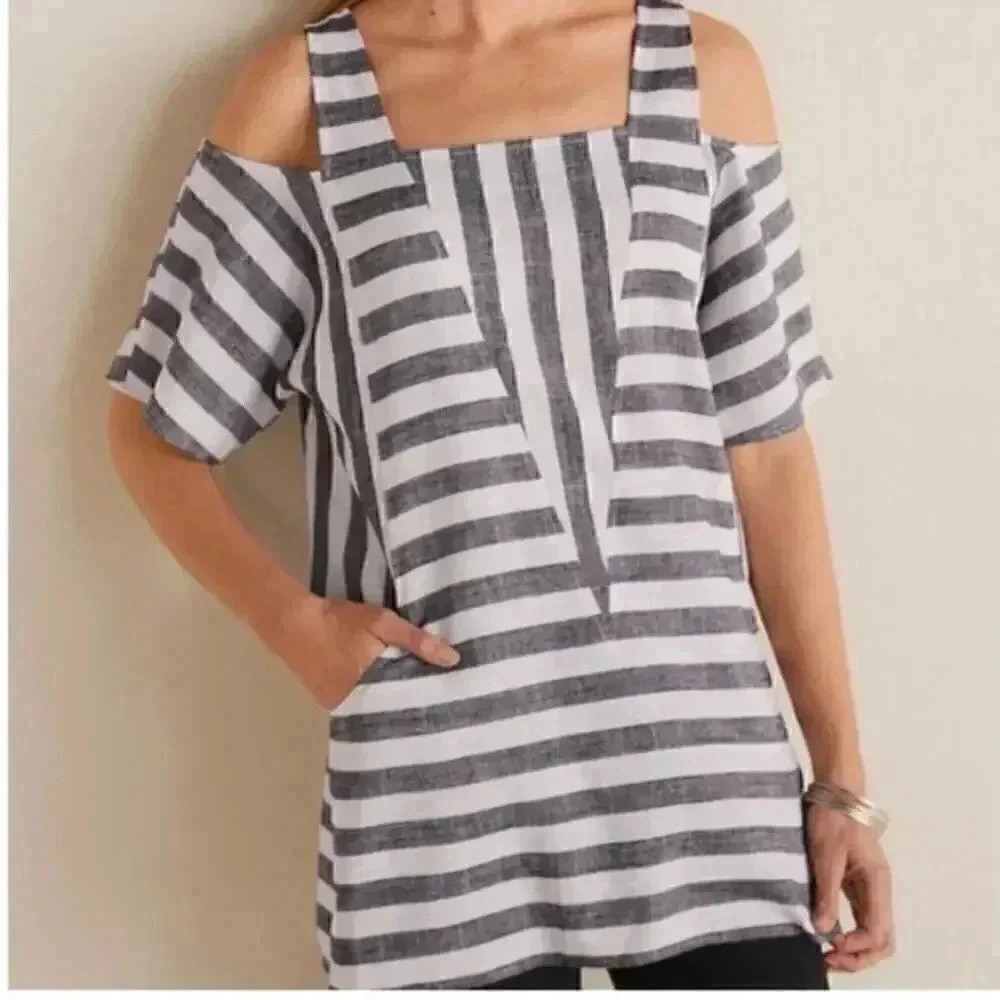 Soft Surroundings Sunset Park Tunic Linen‎ Blend Medium